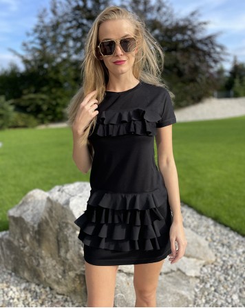 Šaty dámské Pinko černé s volánky